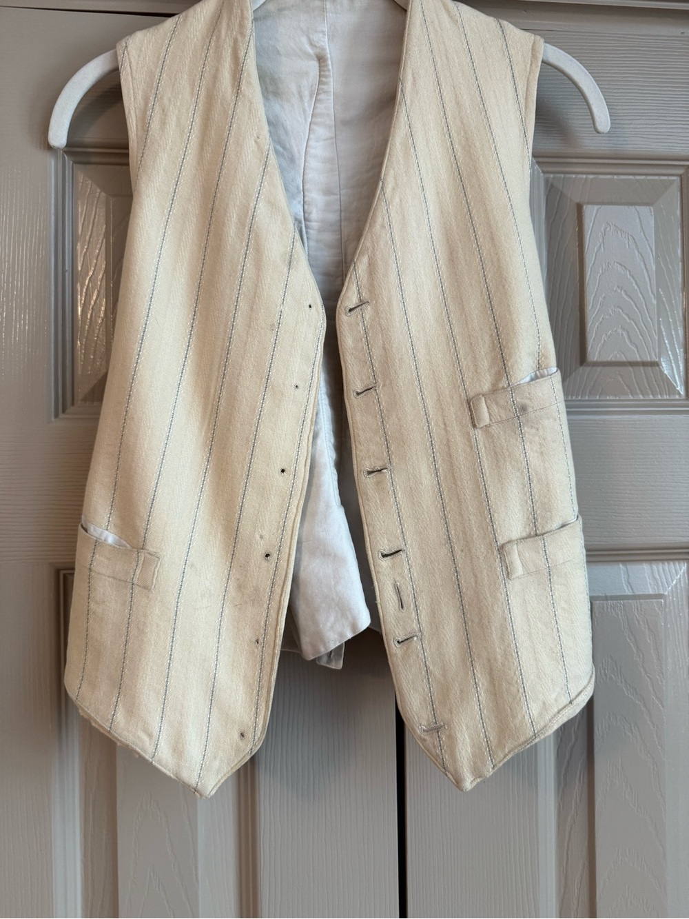 Menswear Vintage Cream Pinstripe Dress Vest - Tailored Classic Style
